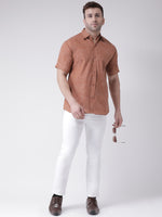 Thumbnail for RIAG Brown Men's Half Sleeves Shirt - Distacart