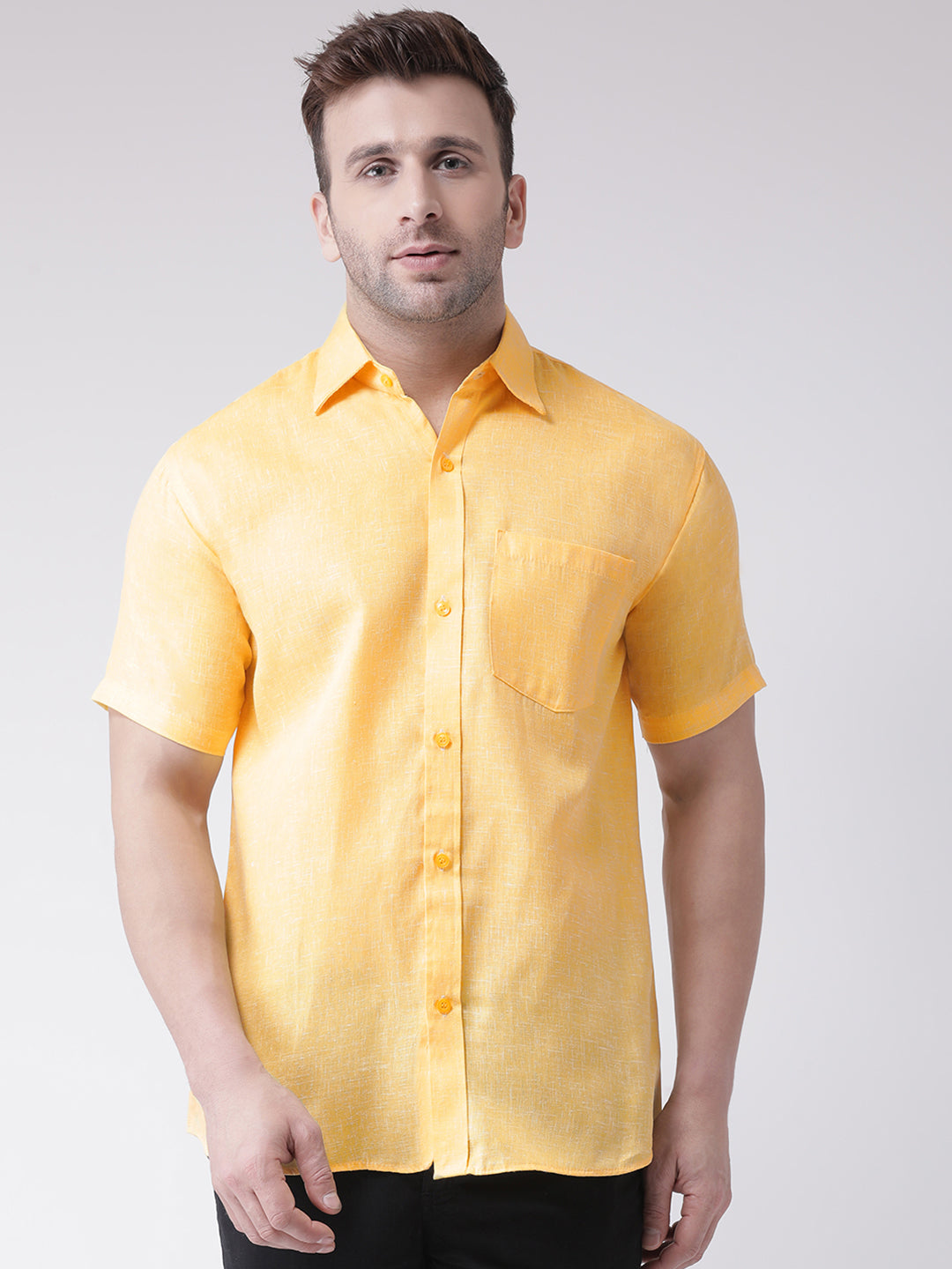 RIAG Yellow Men's Half Sleeves Shirt - Distacart