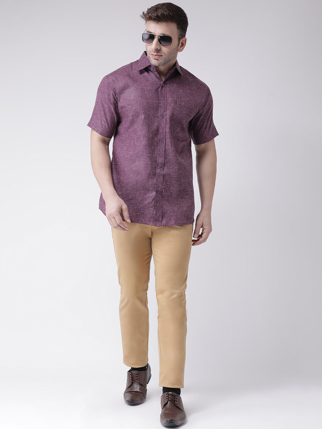 RIAG Purple Men's Half Sleeves Shirt - Distacart