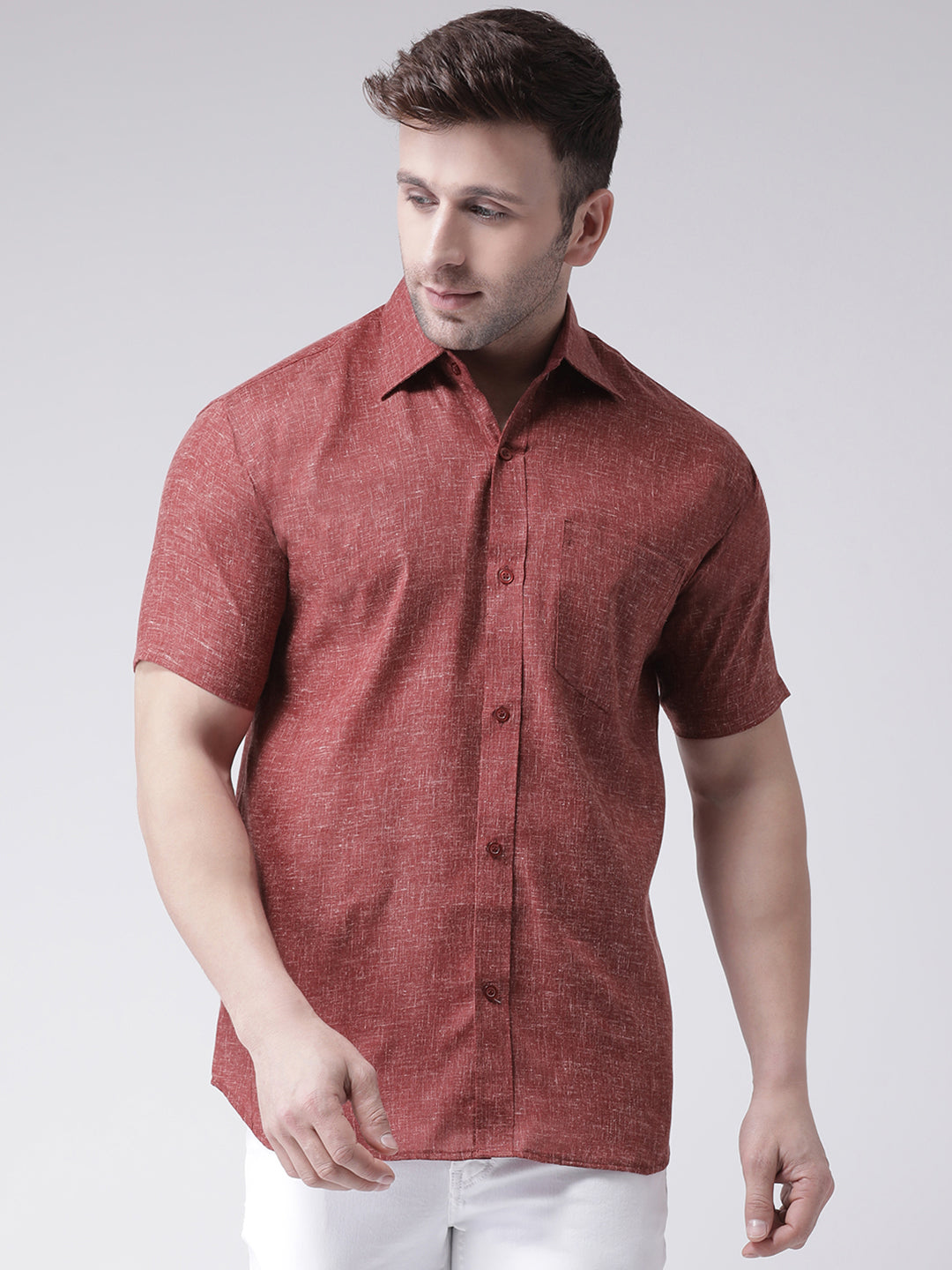 RIAG Brown Men's Half Sleeves Shirt - Distacart