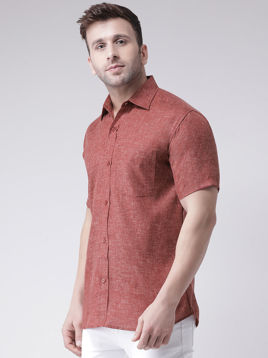 RIAG Brown Men's Half Sleeves Shirt - Distacart