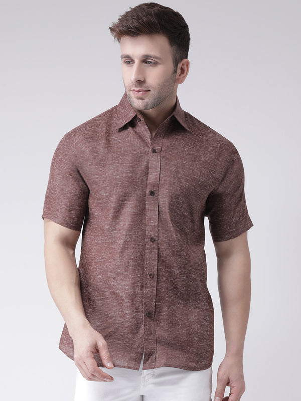RIAG Brown Men's Half Sleeves Shirt - Distacart