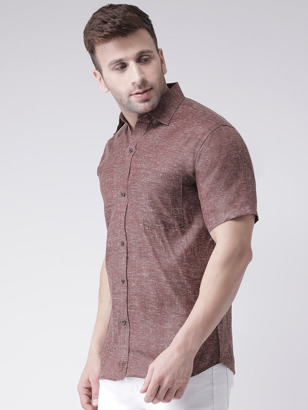 RIAG Brown Men's Half Sleeves Shirt - Distacart