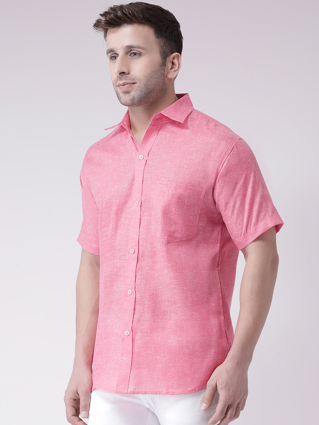 RIAG Pink Men's Half Sleeves Shirt - Distacart