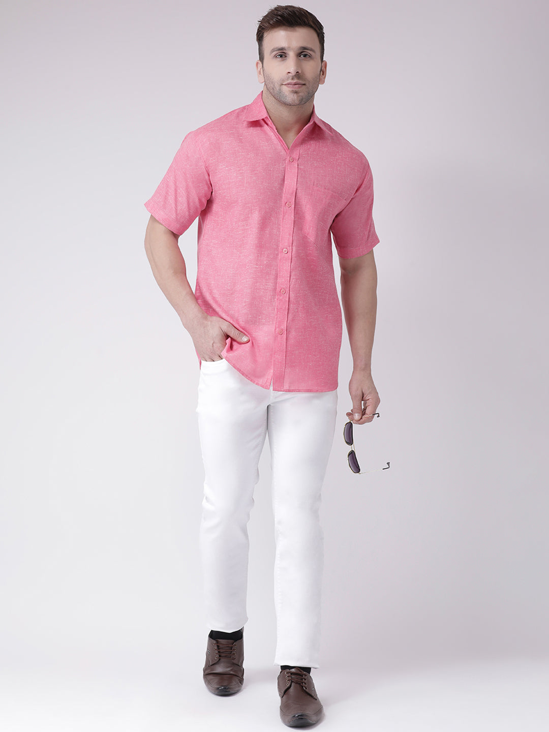 RIAG Pink Men's Half Sleeves Shirt - Distacart