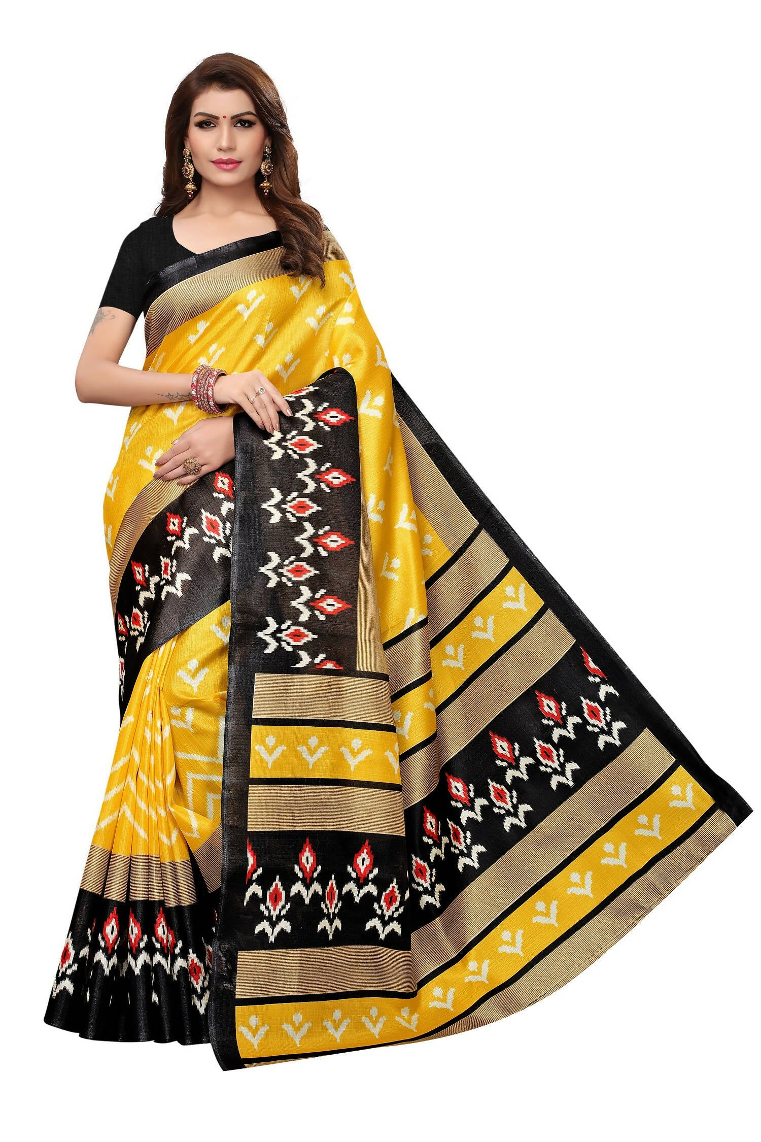 Vamika Kalamkari With Jhalar Khadi Silk Saree In Yellow Color - Distacart