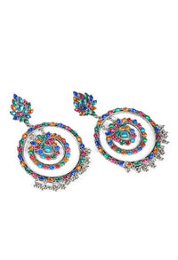 Thumbnail for Tehzeeb Creations Multi Colour Kundan Earrings