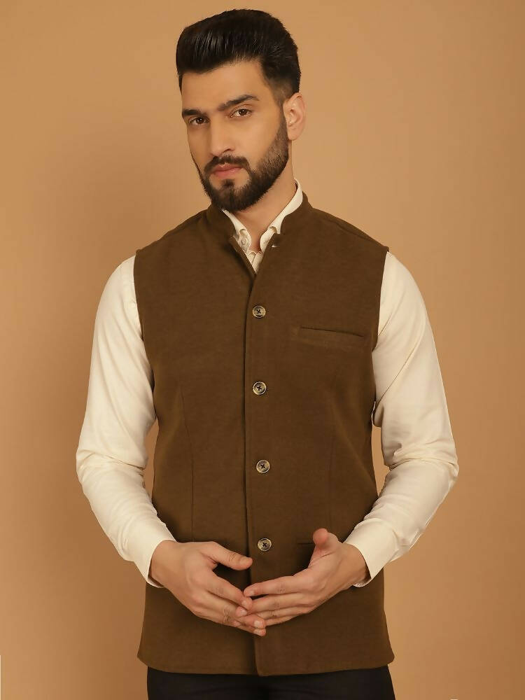Even Apparels Pure Wool Nehru Jacket - Green - Distacart
