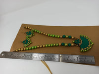 Thumbnail for Terracotta Green Long Necklace Set with Matching Earrings
