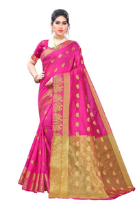 Thumbnail for Vamika Banarasi Jacquard Weaving Pink Saree