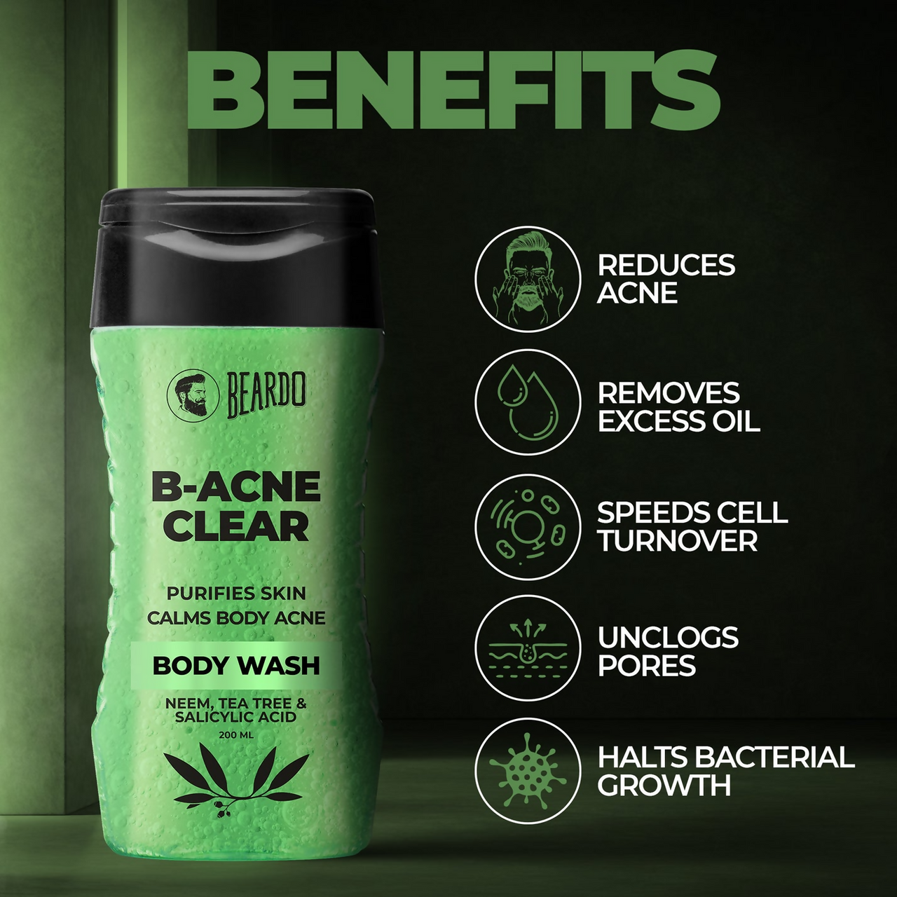 Beardo B-Acne Clear Body Wash - Distacart