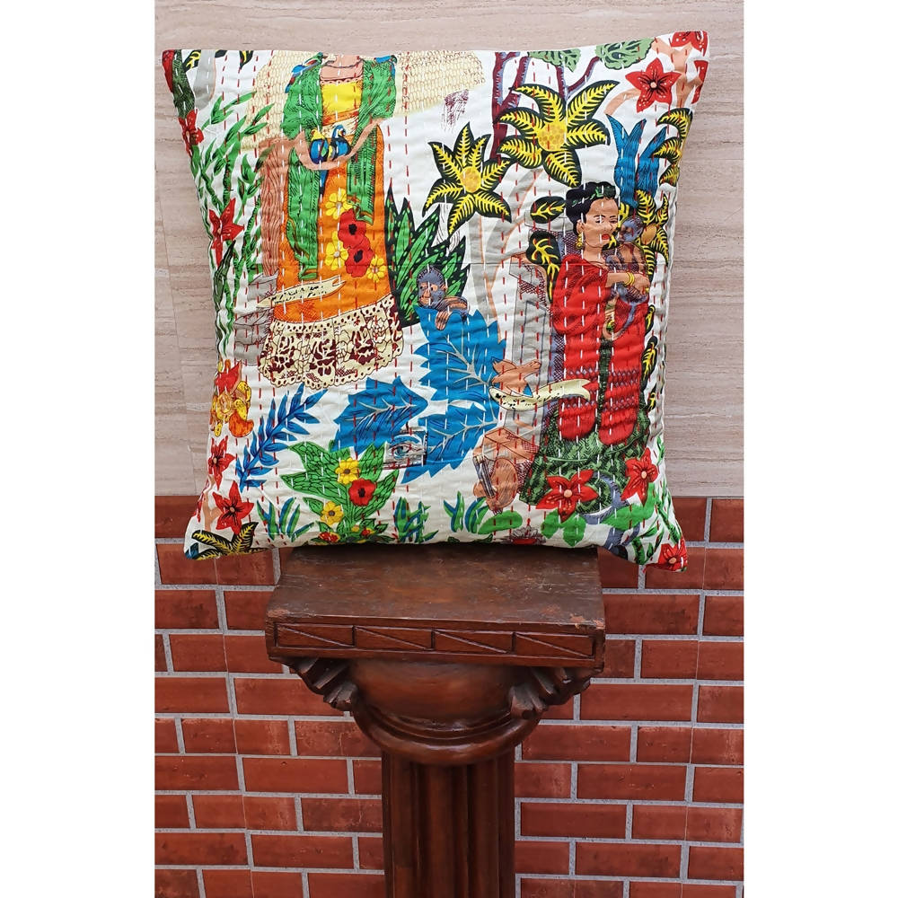 The Decor Nook Off White Base With Kimono Girls Print Cushion Cover - Distacart