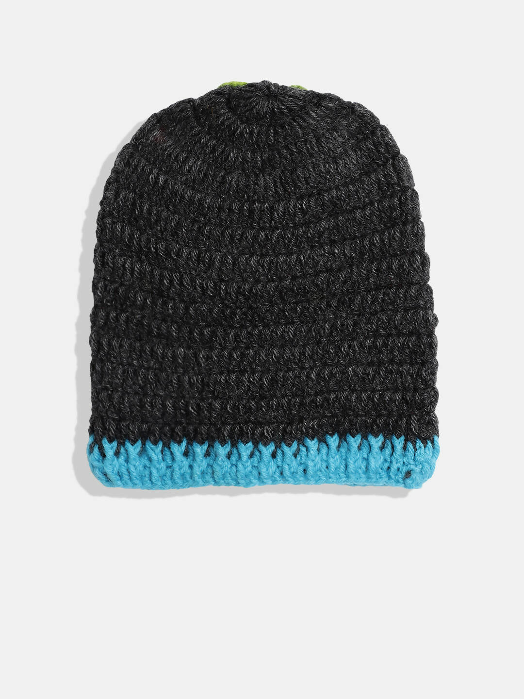 Chutput Kids Woollen Hand Knitted Flower And Beads Embellished Cap - Grey - Distacart