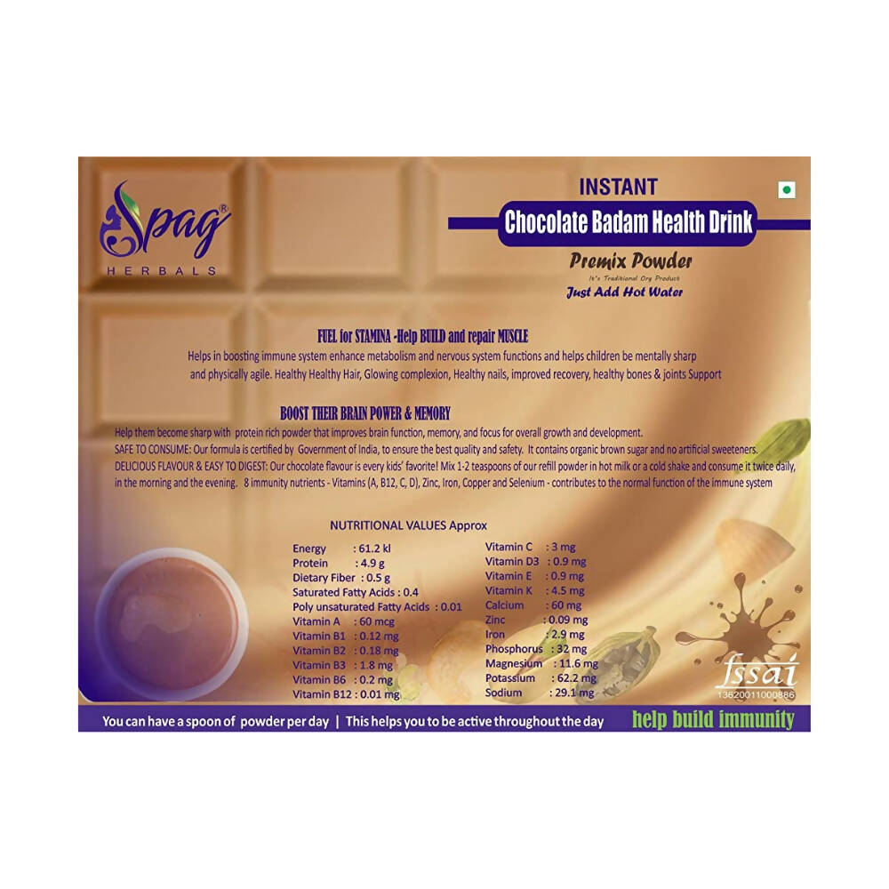 Spag Herbals Cold Instant Chocolate Badam Health Drink - Distacart