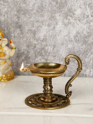 CraftVatika Gold-Toned Handmade Oil Lamp Showpiece - Distacart