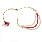 Thumbnail for Mominos Fashion Johar Kamal Handicraft Finish White & Red Pearls Choker For Women (White/Red) - Distacart