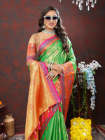 Thumbnail for Lorenvalley Fashion Navyblue Kanjivaram Silk Woven Design with Zari Weaving Saree - Distacart