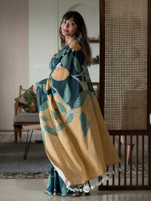 Suta Multi Color Floral Pure Cotton Saree - Distacart