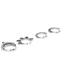 Thumbnail for Priyaasi Women Set Of 4 Oxidised Silver-Plated Septum Nosepins - Distacart
