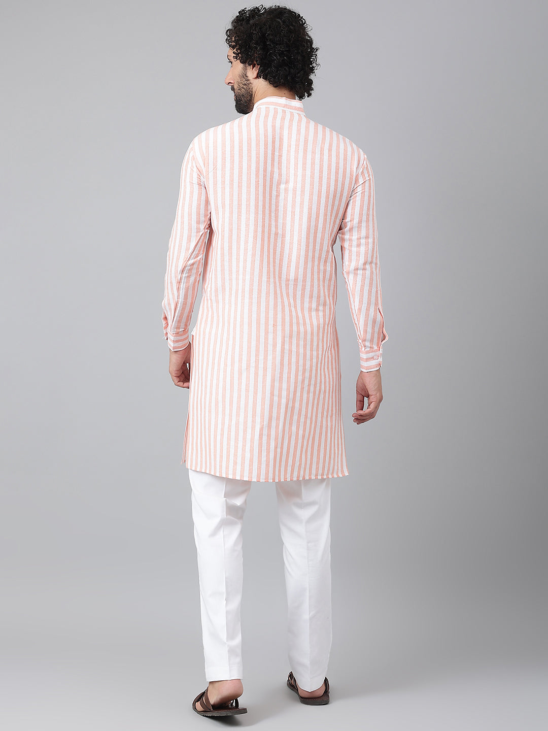 RIAG Orange Men's Ethnic Long Kurta And Pyjama Set - Distacart