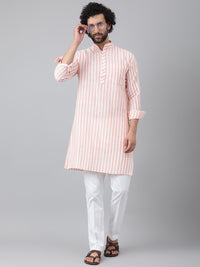 Thumbnail for RIAG Orange Men's Ethnic Long Kurta And Pyjama Set - Distacart