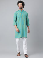 Thumbnail for RIAG Blue Color Long Sleeves Ethnic Men's Cotton Long Kurta - Distacart