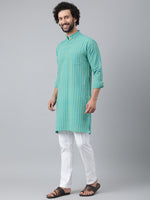 Thumbnail for RIAG Blue Color Long Sleeves Ethnic Men's Cotton Long Kurta - Distacart