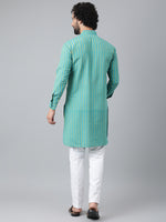 Thumbnail for RIAG Blue Color Long Sleeves Ethnic Men's Cotton Long Kurta - Distacart
