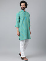 Thumbnail for RIAG Blue Color Long Sleeves Ethnic Men's Cotton Long Kurta - Distacart