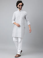 Thumbnail for RIAG Grey Men's Ethnic Long Kurta And Pyjama Set - Distacart