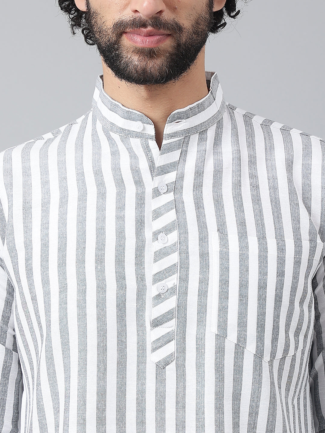 RIAG Grey Color Long Sleeves Ethnic Men's Cotton Long Kurta - Distacart