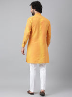 Thumbnail for RIAG Yellow Color Long Sleeves Ethnic Men's Cotton Long Kurta - Distacart