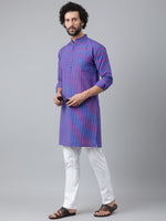 Thumbnail for RIAG Navy Men's Ethnic Long Kurta And Pyjama Set - Distacart