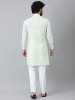 Thumbnail for RIAG Green Men's Ethnic Long Kurta And Pyjama Set - Distacart