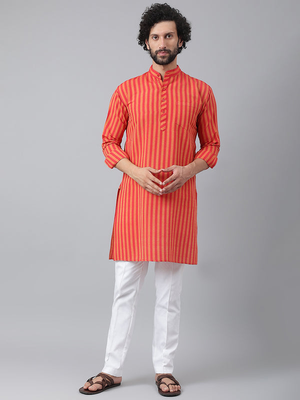 RIAG Red Color Long Sleeves Ethnic Men's Cotton Long Kurta - Distacart