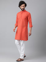 Thumbnail for RIAG Red Color Long Sleeves Ethnic Men's Cotton Long Kurta - Distacart