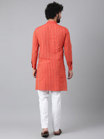 Thumbnail for RIAG Red Color Long Sleeves Ethnic Men's Cotton Long Kurta - Distacart