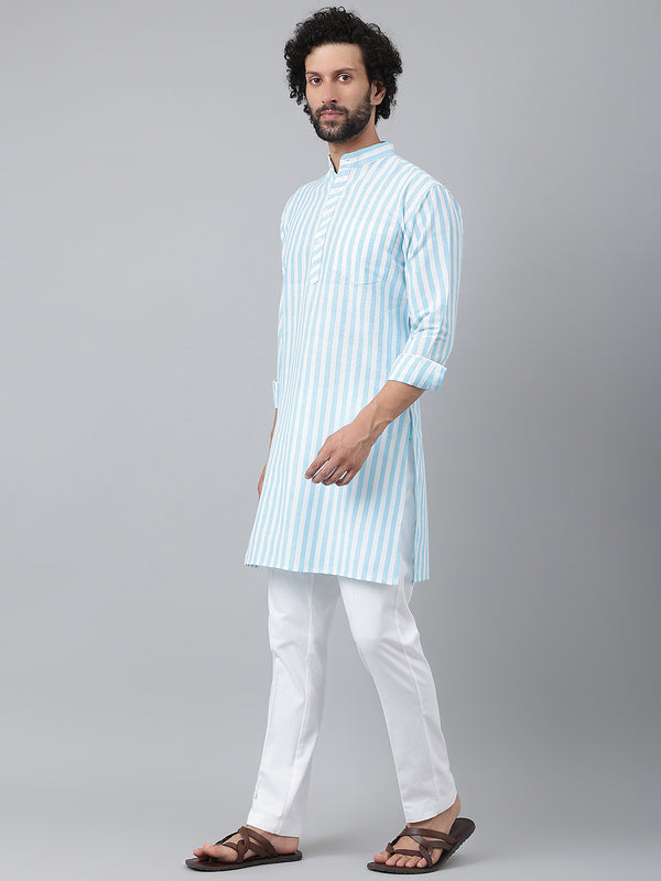RIAG Blue Men's Ethnic Long Kurta And Pyjama Set - Distacart