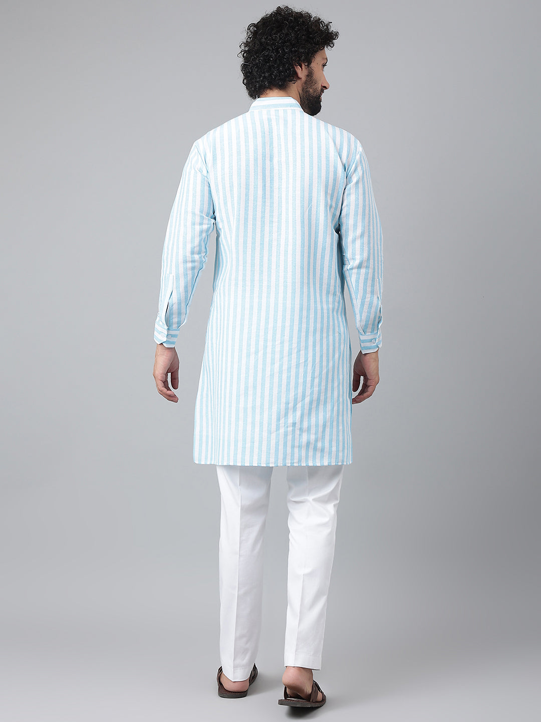 RIAG Blue Men's Ethnic Long Kurta And Pyjama Set - Distacart