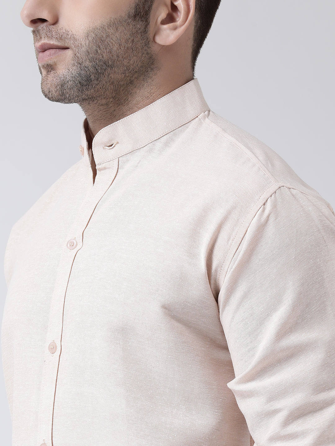 RIAG Beige Men's Chinese Collar Full Sleeves Shirt - Distacart