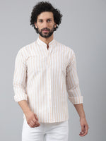Thumbnail for RIAG Beige Men's Chinese Collar Full Sleeves Shirt - Distacart