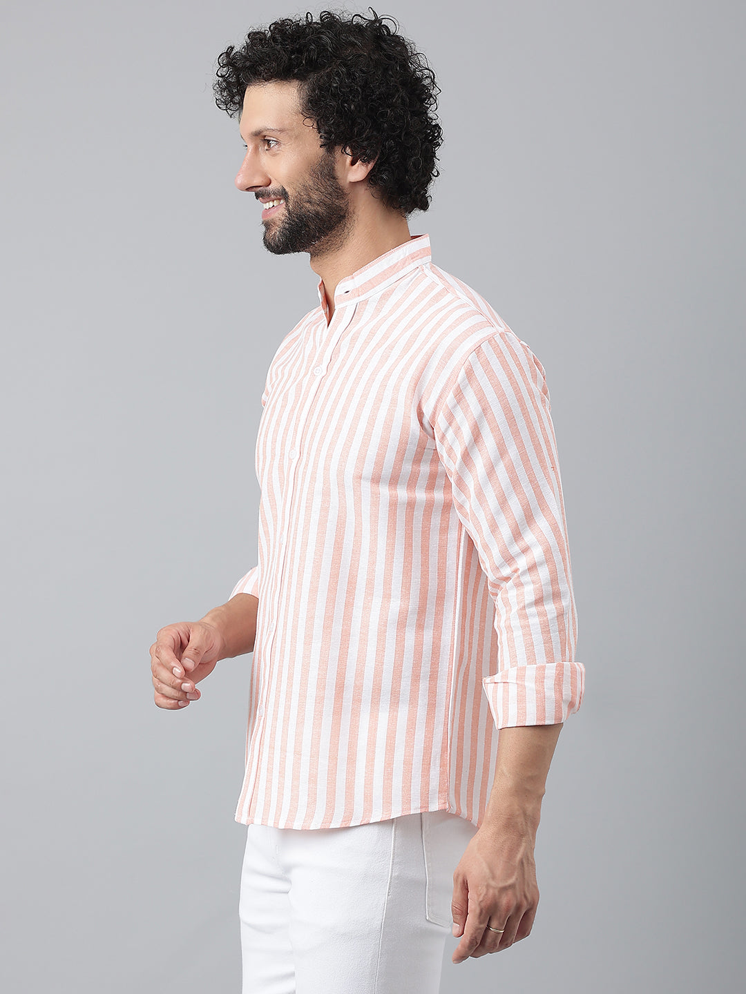 RIAG Orange Men's Chinese Collar Full Sleeves Shirt - Distacart