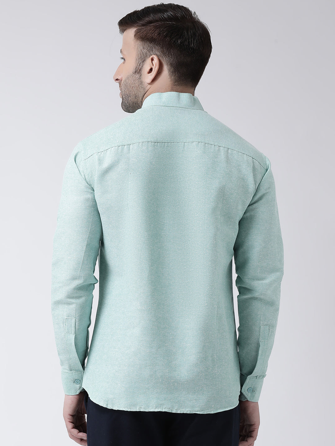 RIAG Green Men's Chinese Collar Full Sleeves Shirt - Distacart