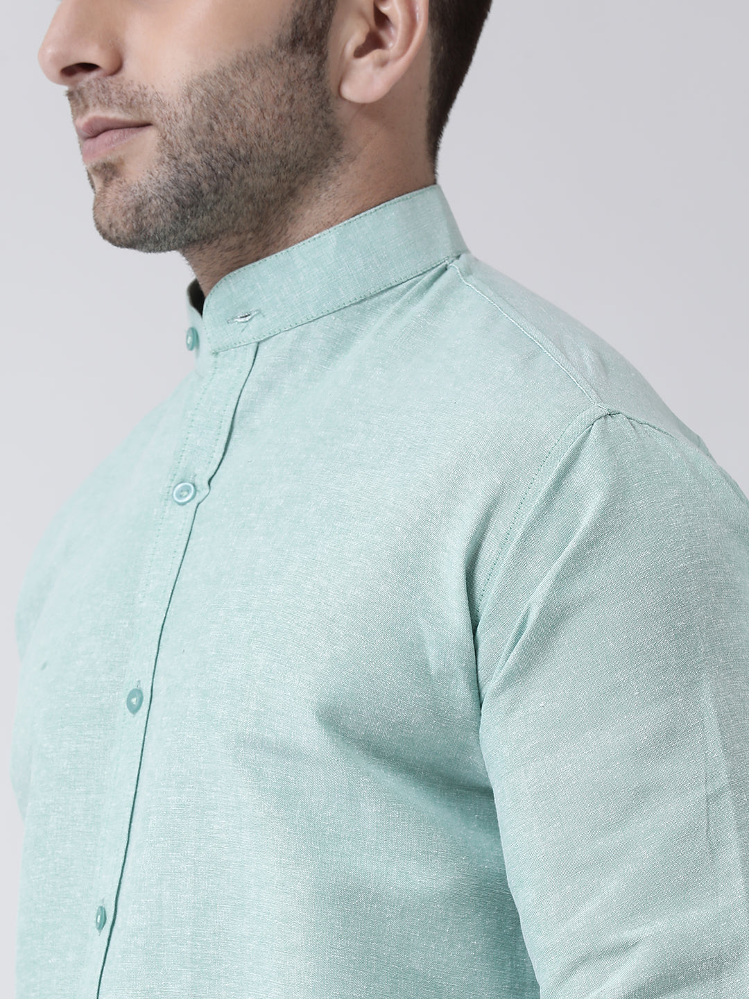 RIAG Green Men's Chinese Collar Full Sleeves Shirt - Distacart