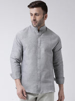 Thumbnail for RIAG Grey Men's Chinese Collar Full Sleeves Shirt - Distacart