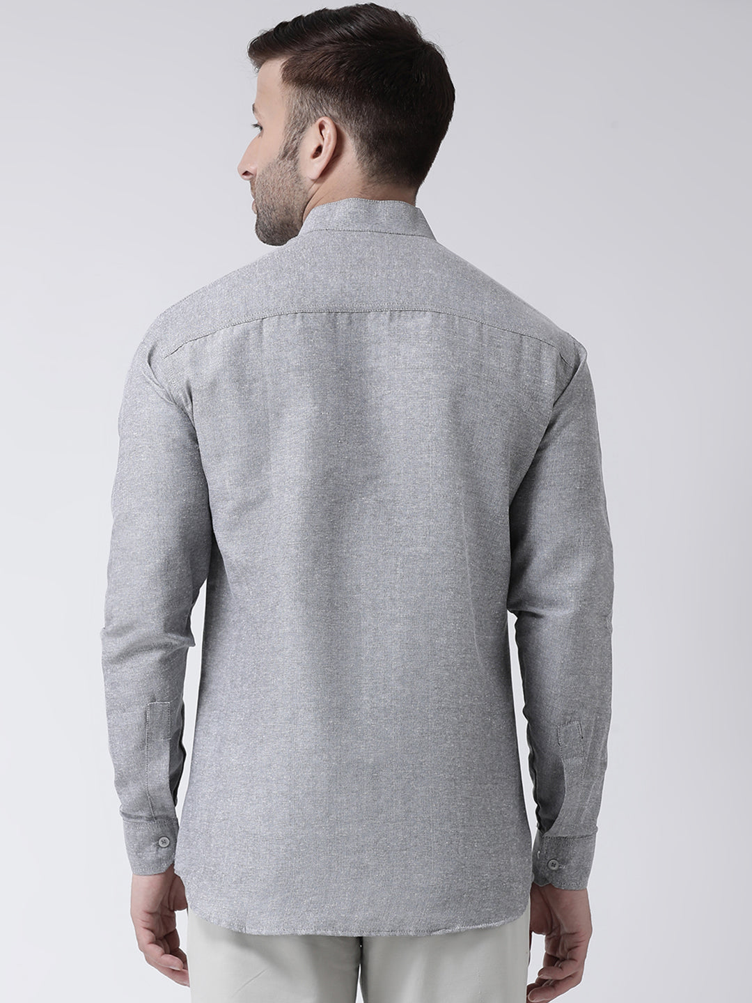RIAG Grey Men's Chinese Collar Full Sleeves Shirt - Distacart