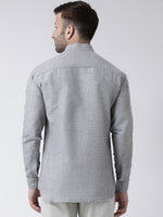 Thumbnail for RIAG Grey Men's Chinese Collar Full Sleeves Shirt - Distacart