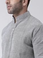 Thumbnail for RIAG Grey Men's Chinese Collar Full Sleeves Shirt - Distacart