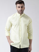 Thumbnail for RIAG Yellow Men's Chinese Collar Full Sleeves Shirt - Distacart