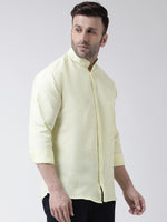 Thumbnail for RIAG Yellow Men's Chinese Collar Full Sleeves Shirt - Distacart